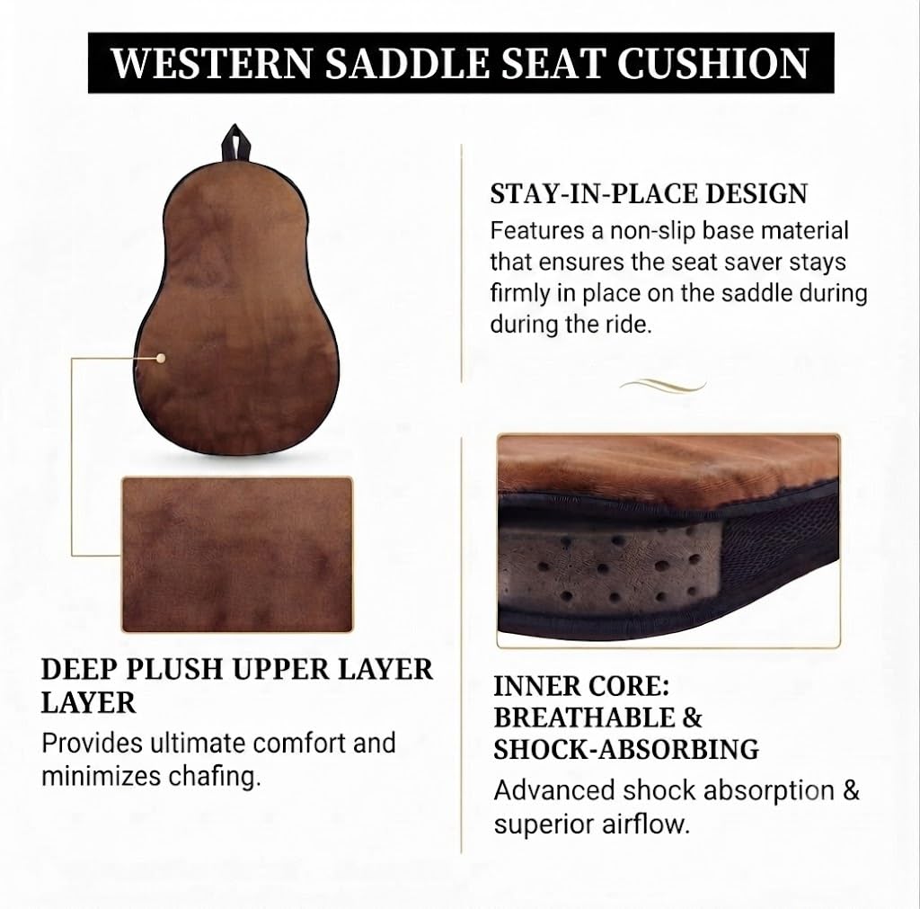 Brown Short Plush Horse Saddle Seat Cushion E25690