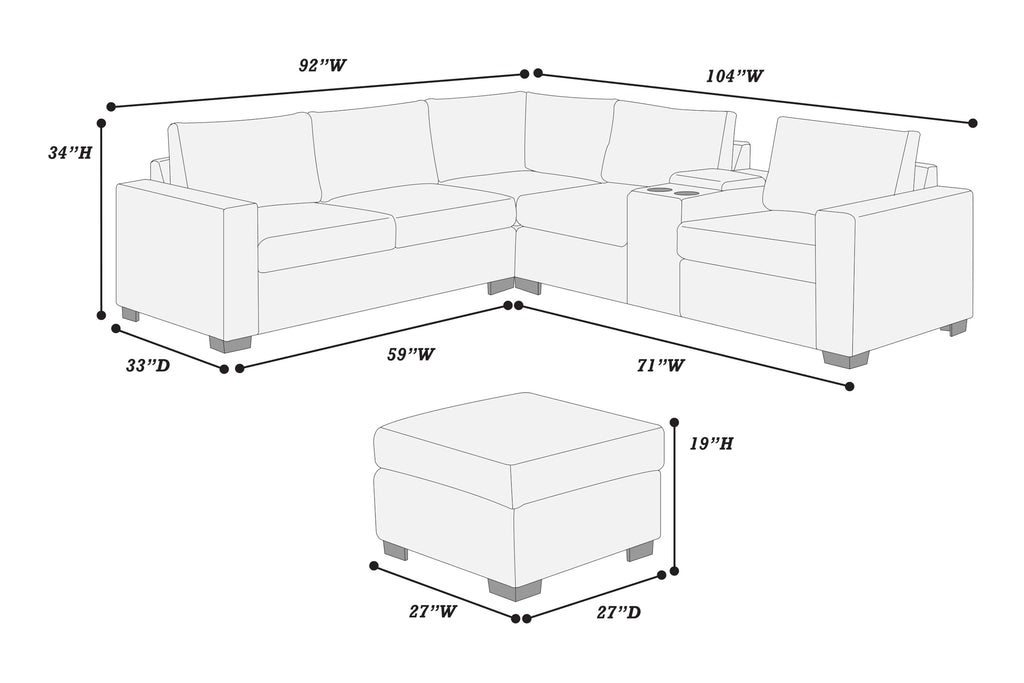 Light Gray Corduroy Upholstered Sectional Sofa Set G90627