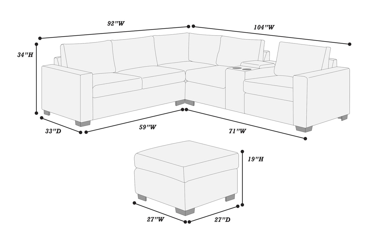 Light Gray Corduroy Upholstered Sectional Sofa Set G90627