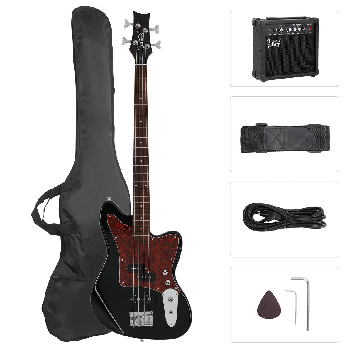 4 String Electric Bass Guitar Beginner Kit with Amp D806