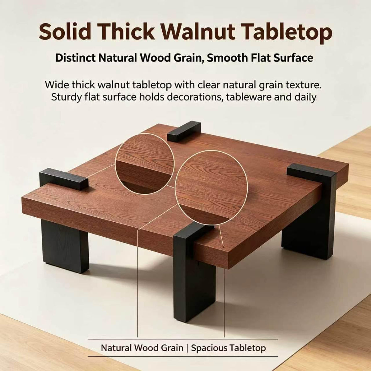 Walnut Coffee Table with Black Wood Legs G1470
