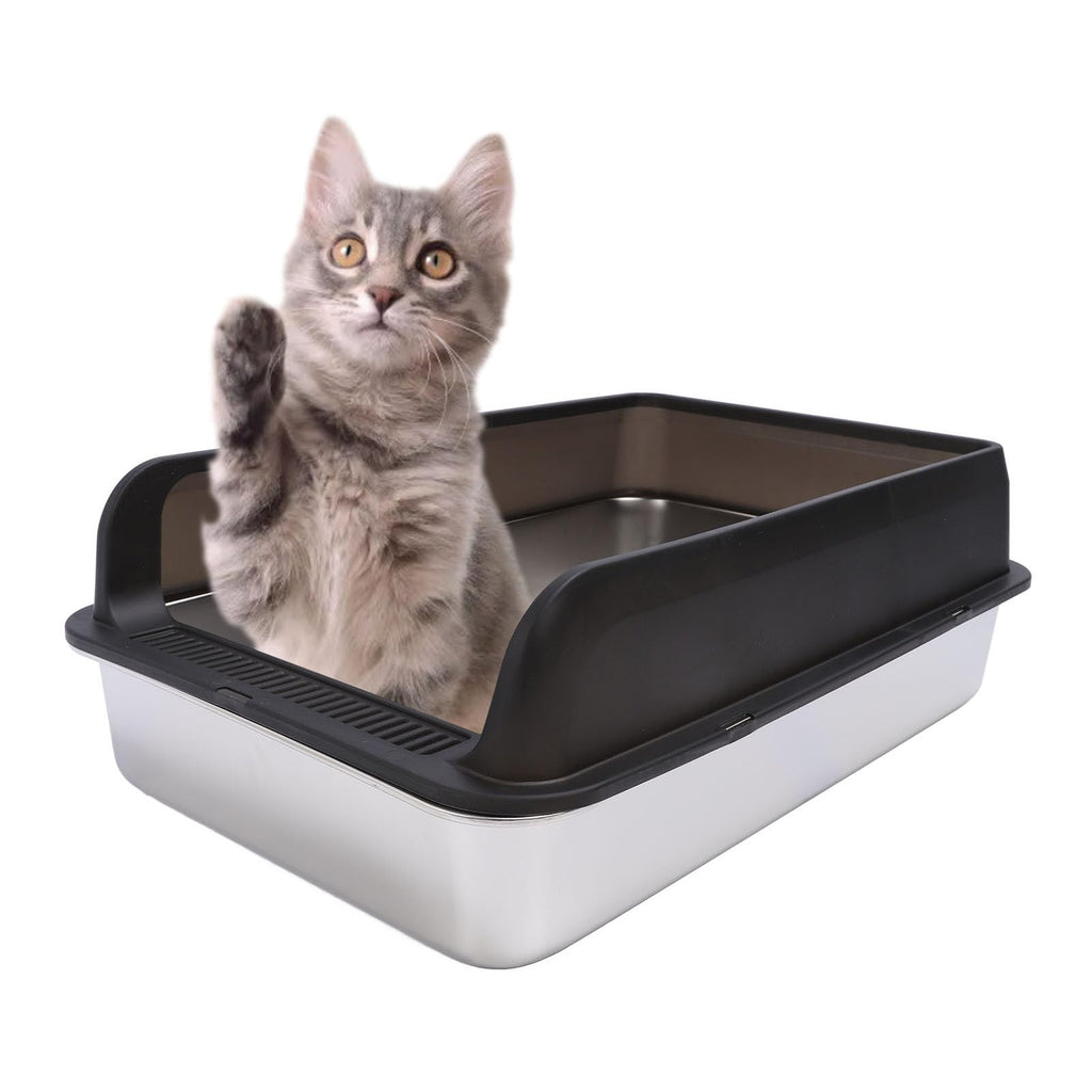 Stainless Steel High Sided Cat Litter Box with Lid S340868
