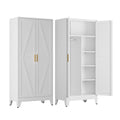 Metal Wardrobe Closet with Doors, 71'' Tall Steel Armoire with Shelves O7531
