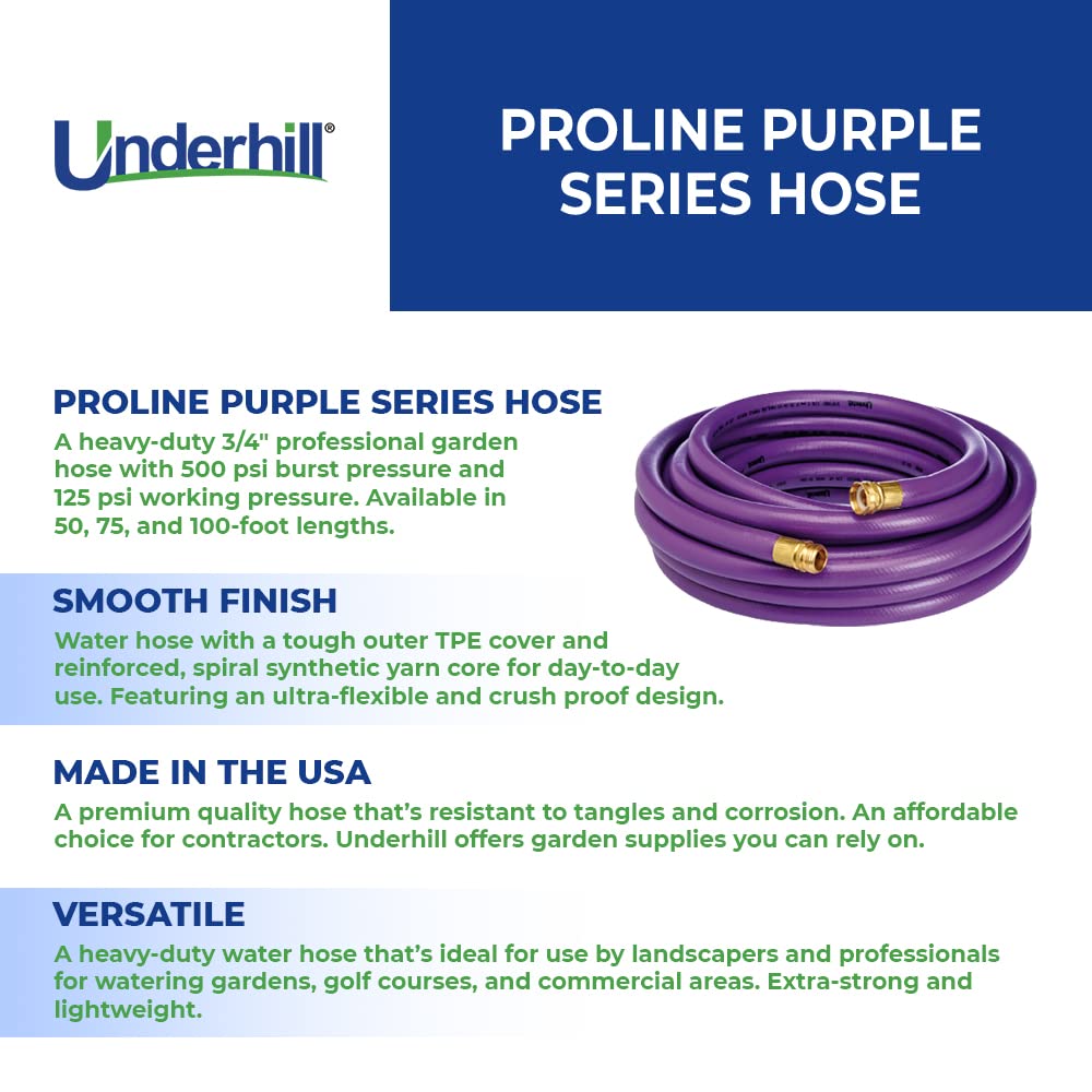 Purple 100 ft Lightweight Flexible Anti-Kink Garden Water Hose ¾ Inch 500 psi A257