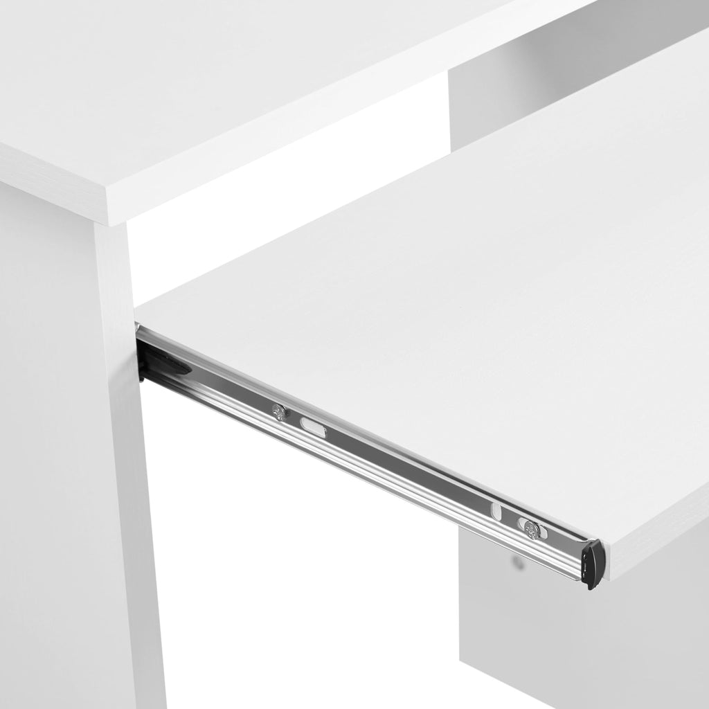 White Computer Desk with Keyboard Tray, Drawers, and Shelves G74662