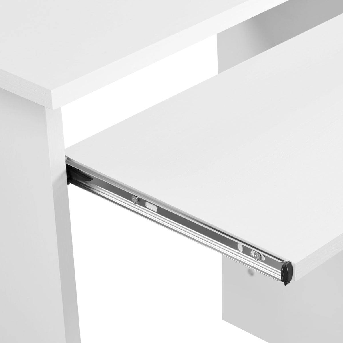 White Computer Desk with Keyboard Tray, Drawers, and Shelves G74662
