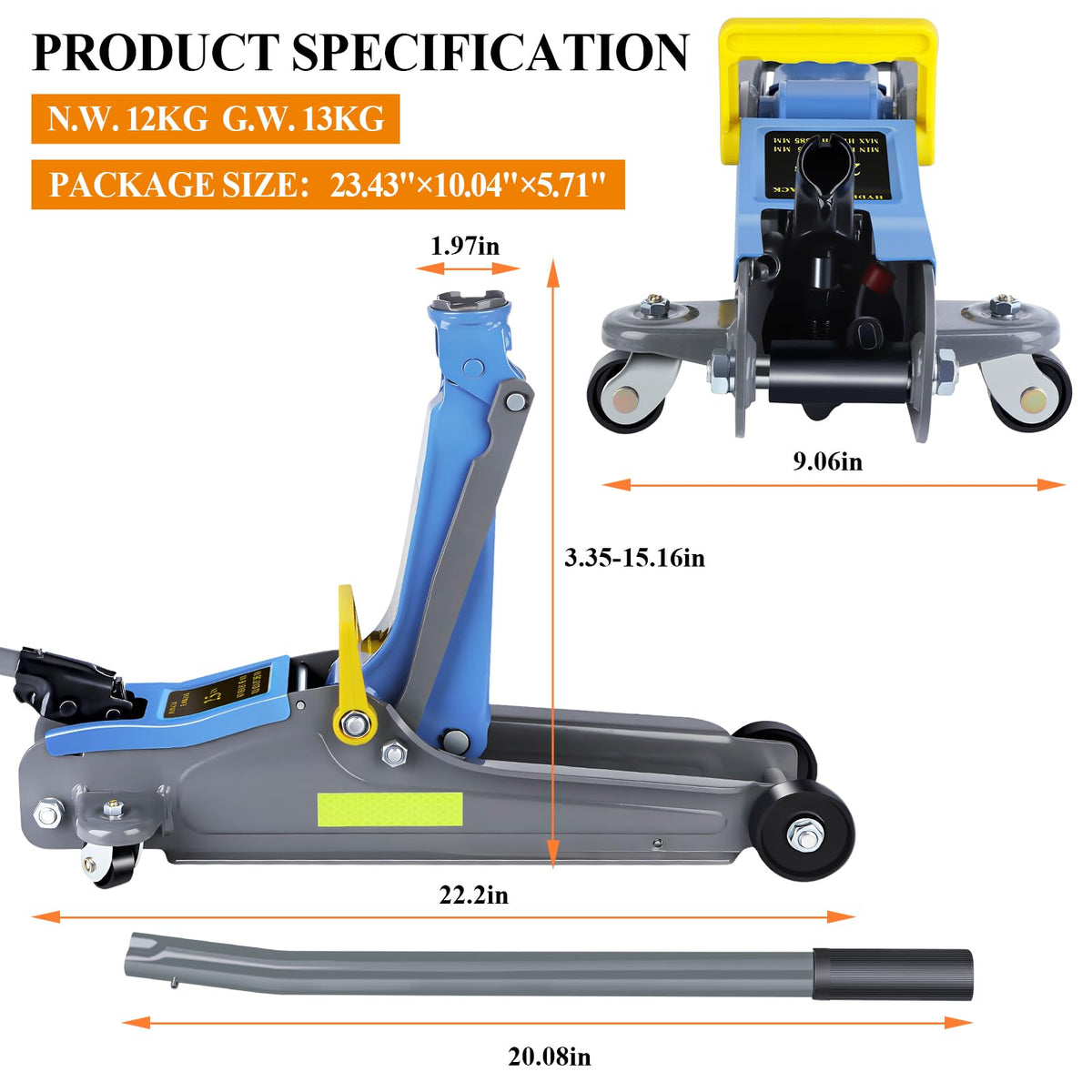 2.5 Ton Low Profile Hydraulic Floor Jack with Handle U83949