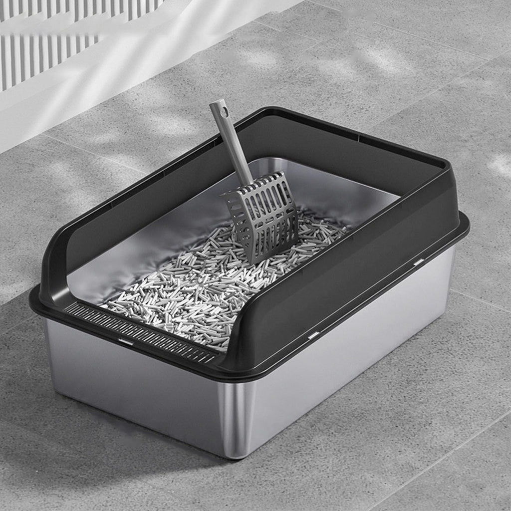 Stainless Steel High Sided Cat Litter Box with Lid S340868