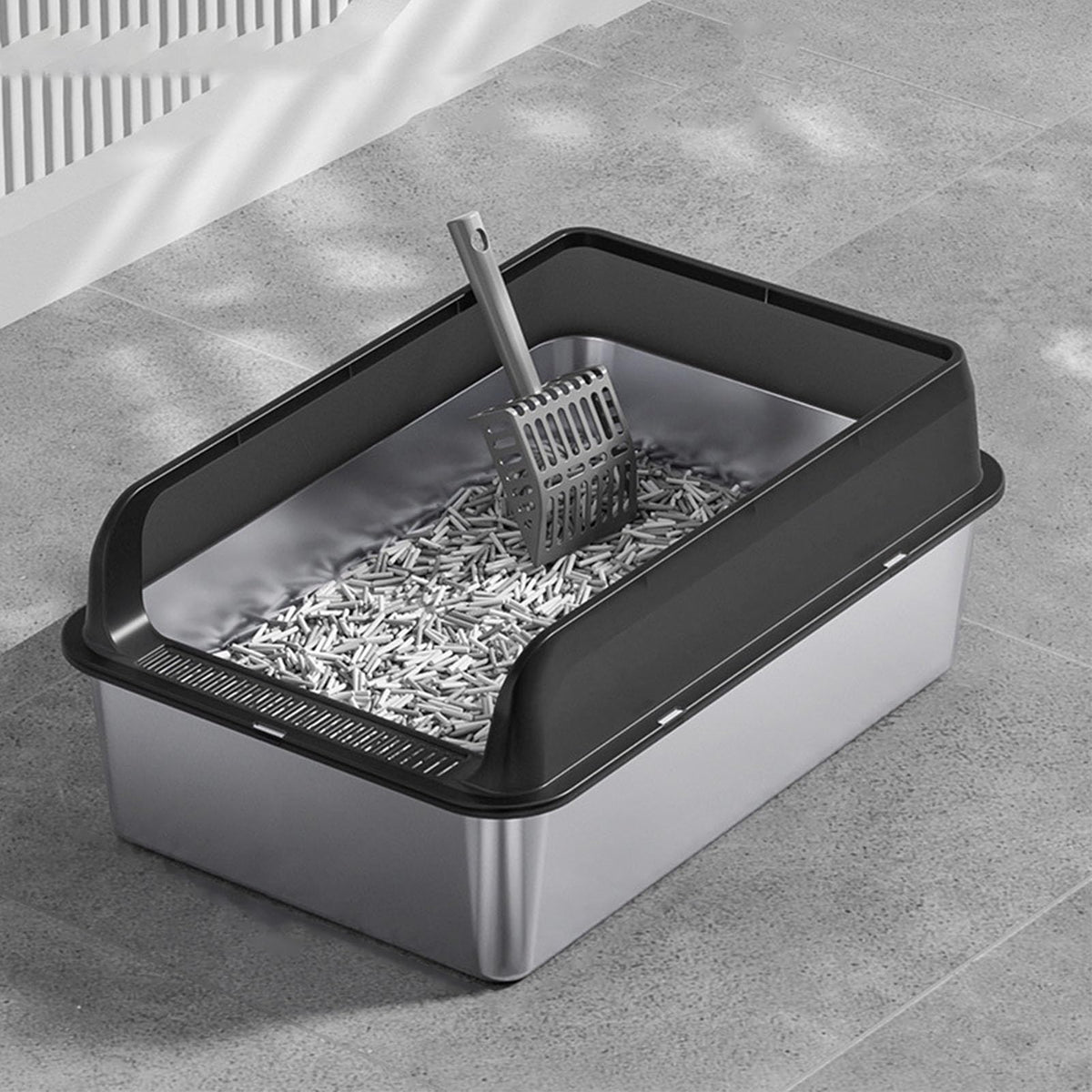Stainless Steel High Sided Cat Litter Box with Lid S340868