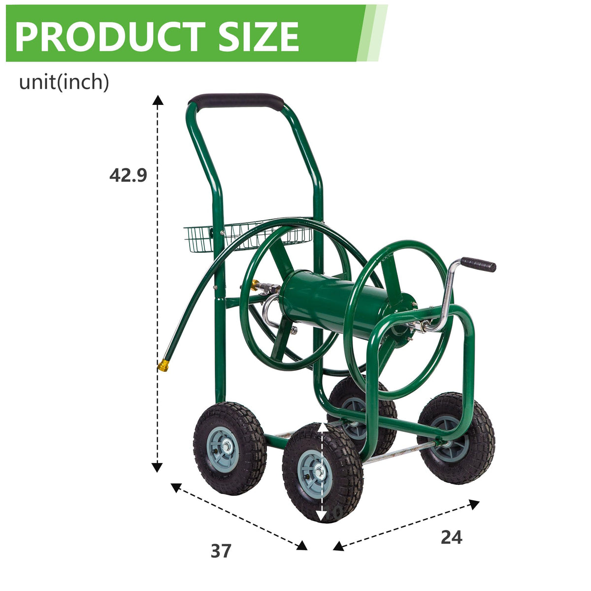 Garden Hose Reel Cart with 4 Wheels D6881