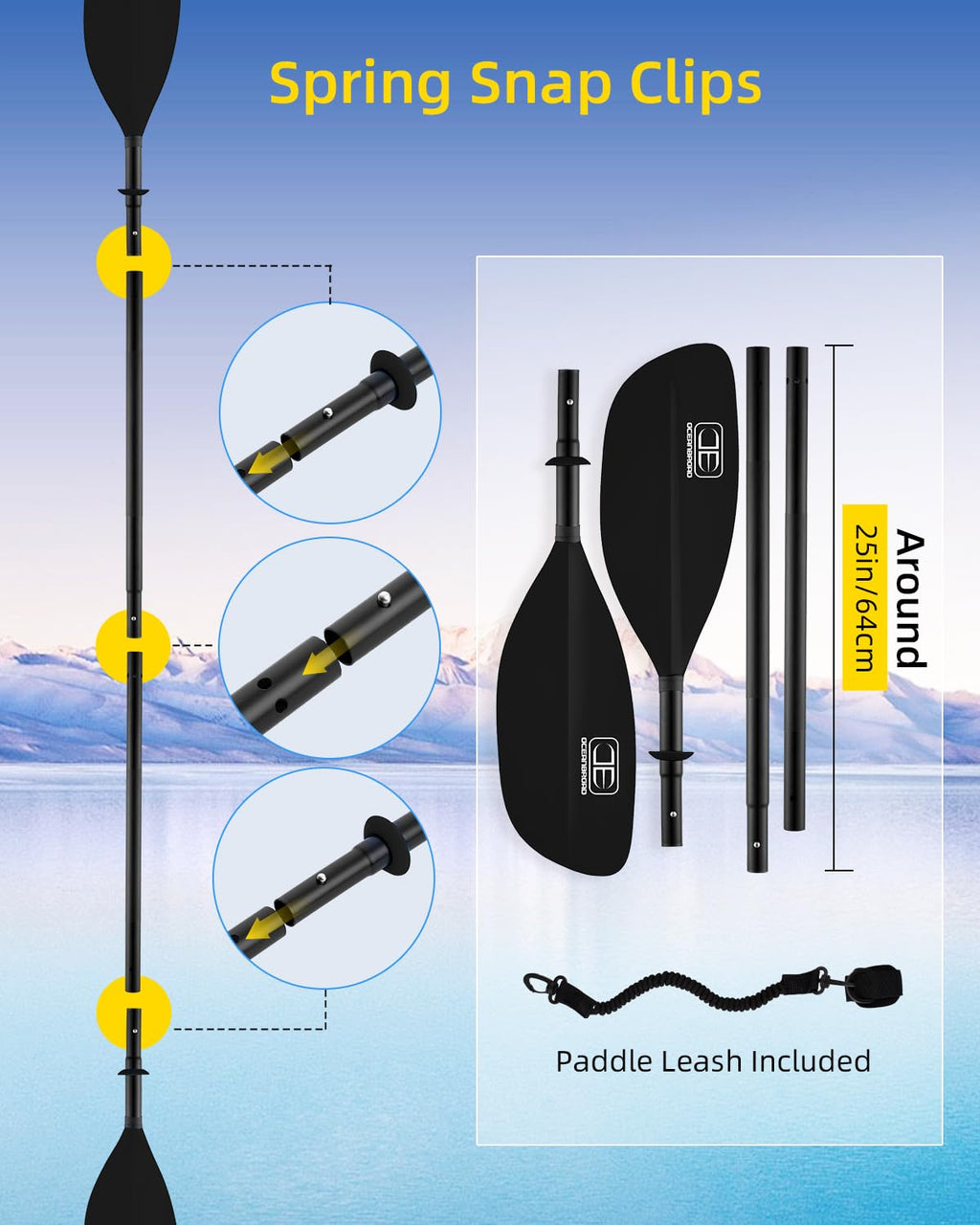 4 Piece Kayak Paddle Alloy Shaft F391198