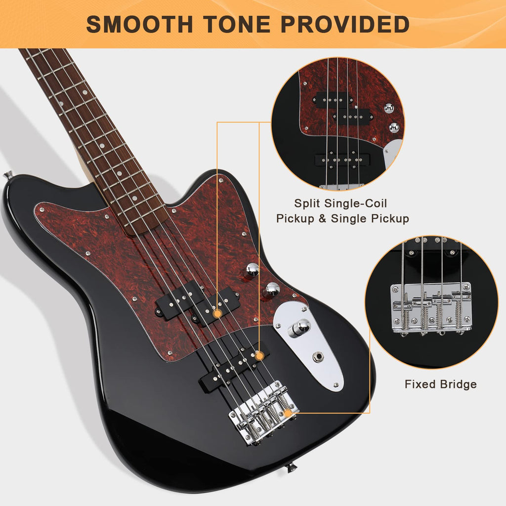 4 String Electric Bass Guitar Beginner Kit with Amp D806