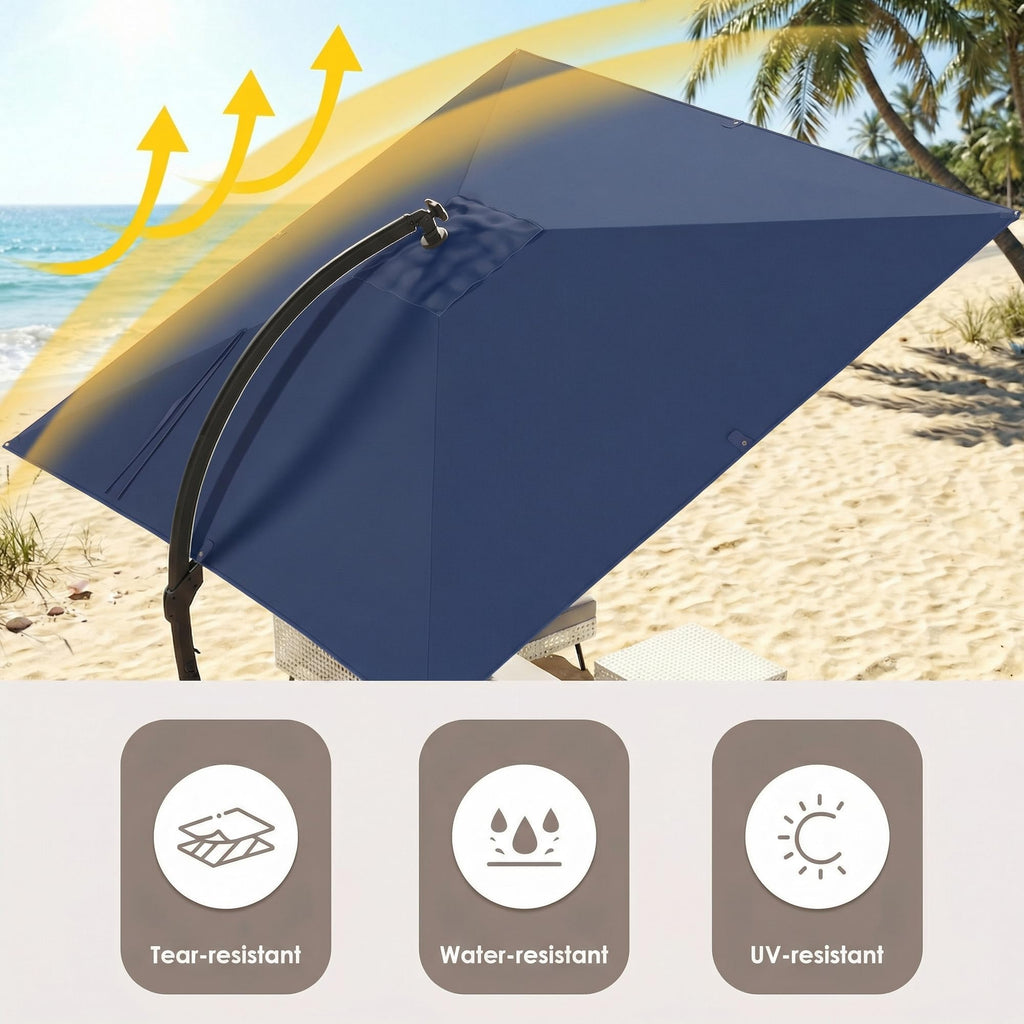 11x11ft Solar Powered Led Cantilever Umbrella with Base U89692