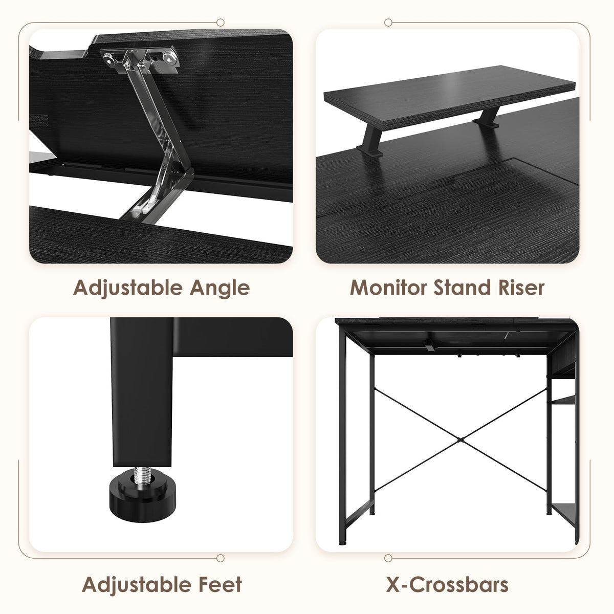 Black Adjustable Drafting Table with Storage Shelves & Drawer K99719