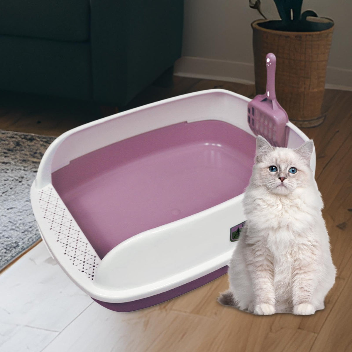 Pink Semi Enclosed Cat Litter Box N341