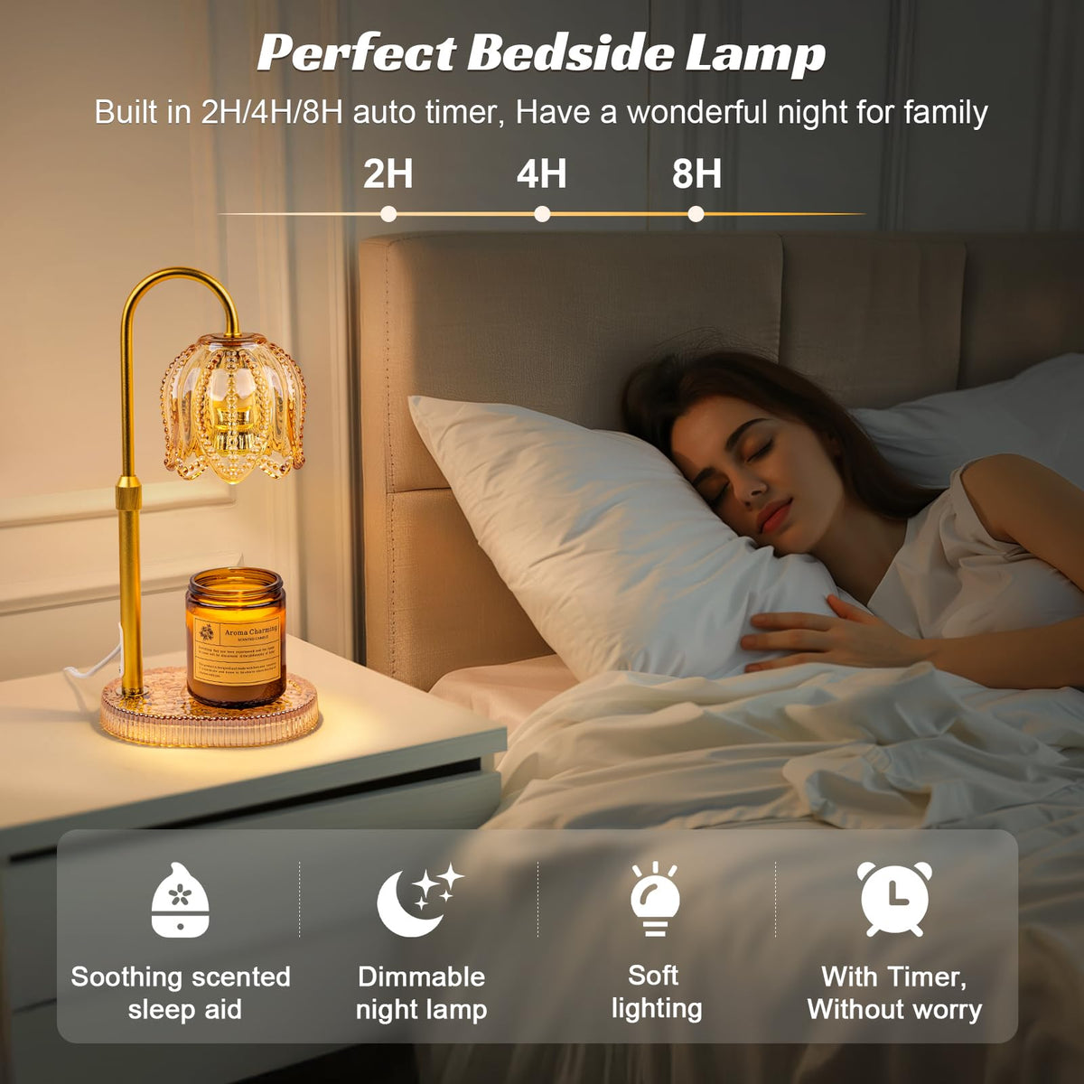Candle Warmer Lamp with Timer & Dimmable Light U412073