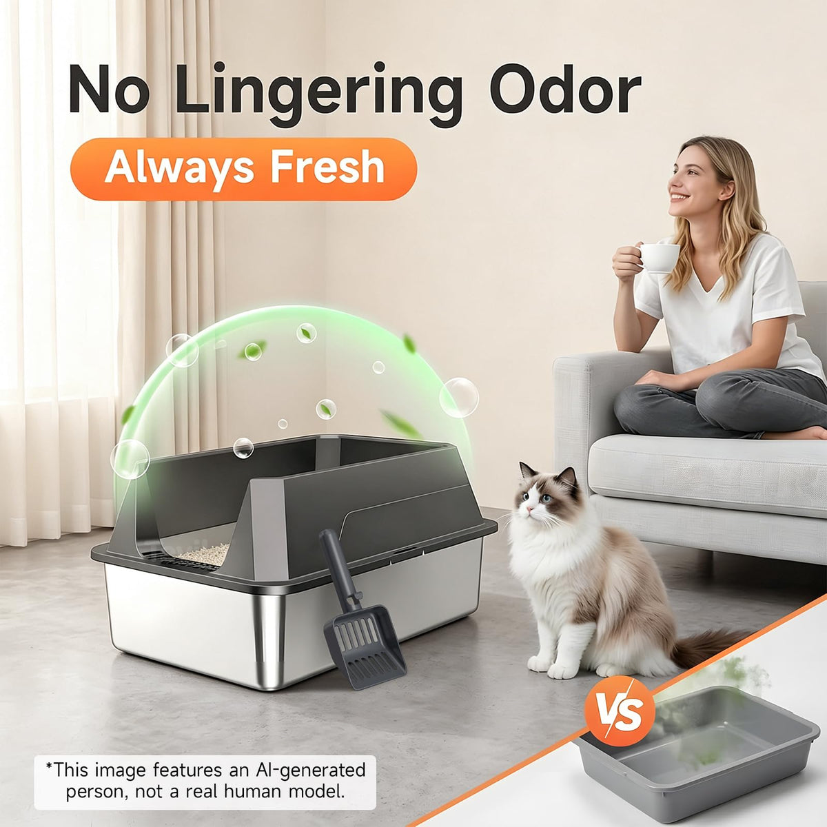 Stainless Steel Litter Box with Scoop A5599