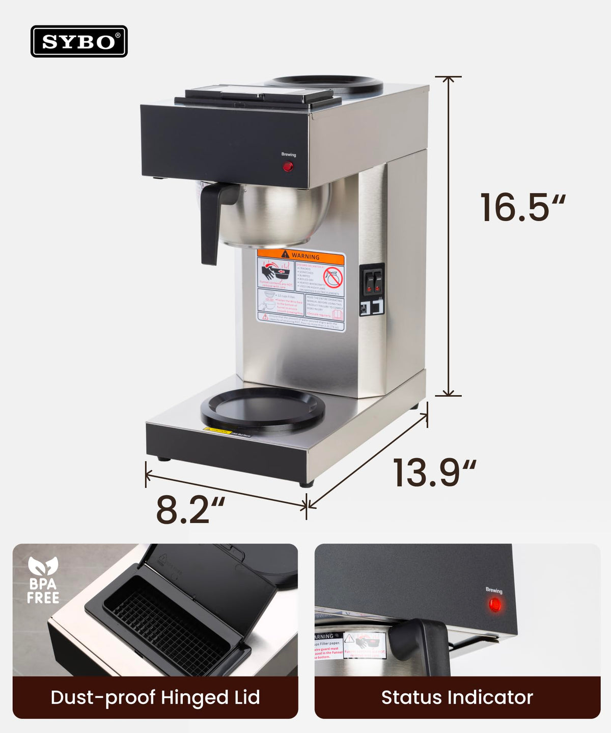 Commercial Pour Over Coffee Maker with 2 Warmers N944588
