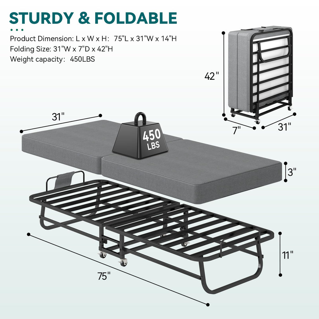 Folding Bed 75" x 31" X72689