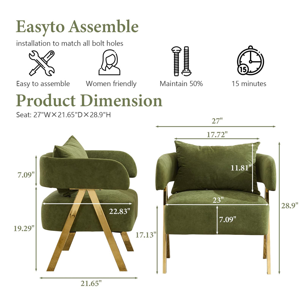 Green Velvet Accent Chairs Set of 2 X754351