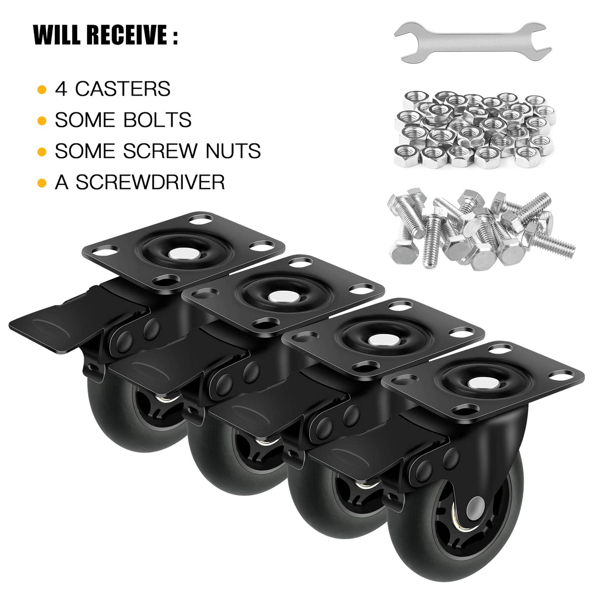 3” Lock Casters Set of 4 Heavy Duty O94256