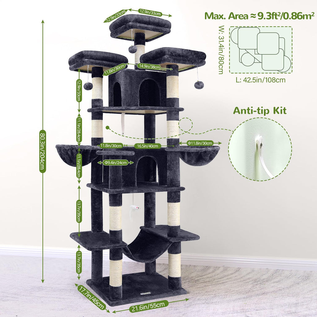 Dark Grey XXL Cat Tower W12892