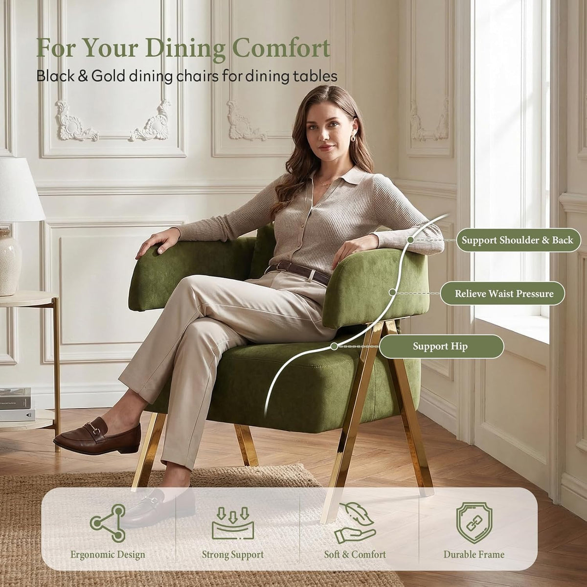 Green Velvet Accent Chairs Set of 2 X754351
