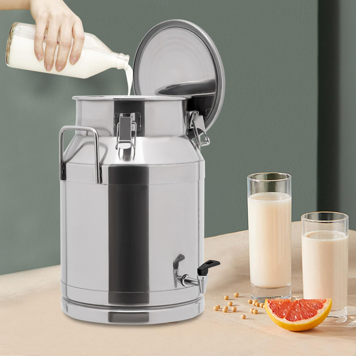 30L Stainless Steel Milk Can with Handle Sealed Lid and Faucet Q52041