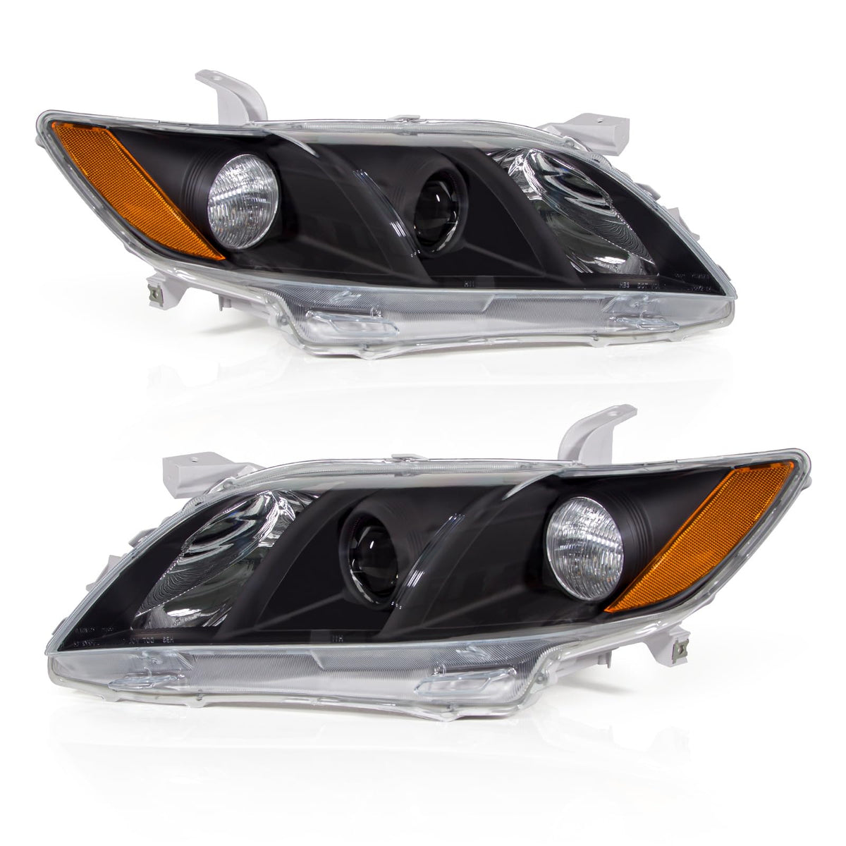 Camry Headlight Assembly Clear Lens Black Housing Left and Right Pair L569
