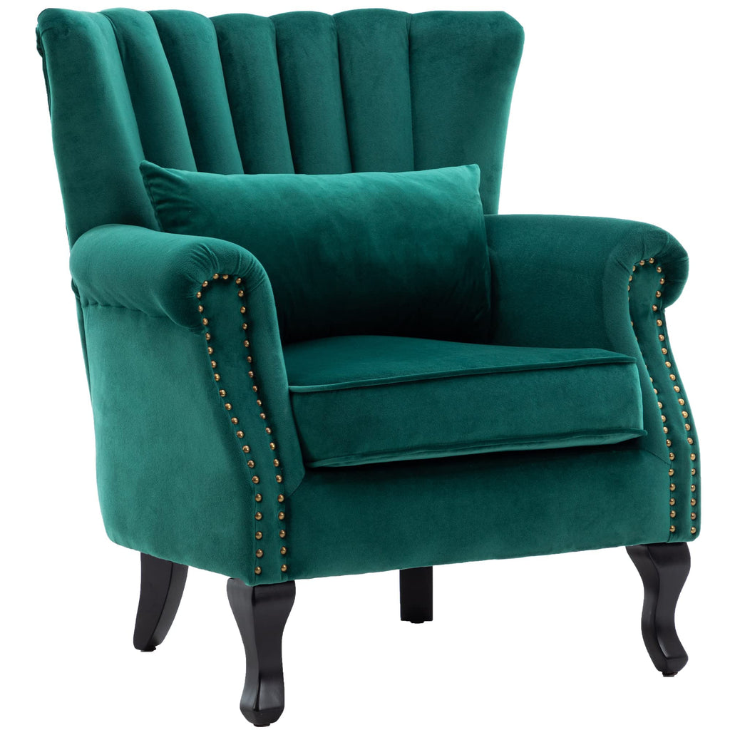 Velvet Accent Chairs Set of 2 Green U315