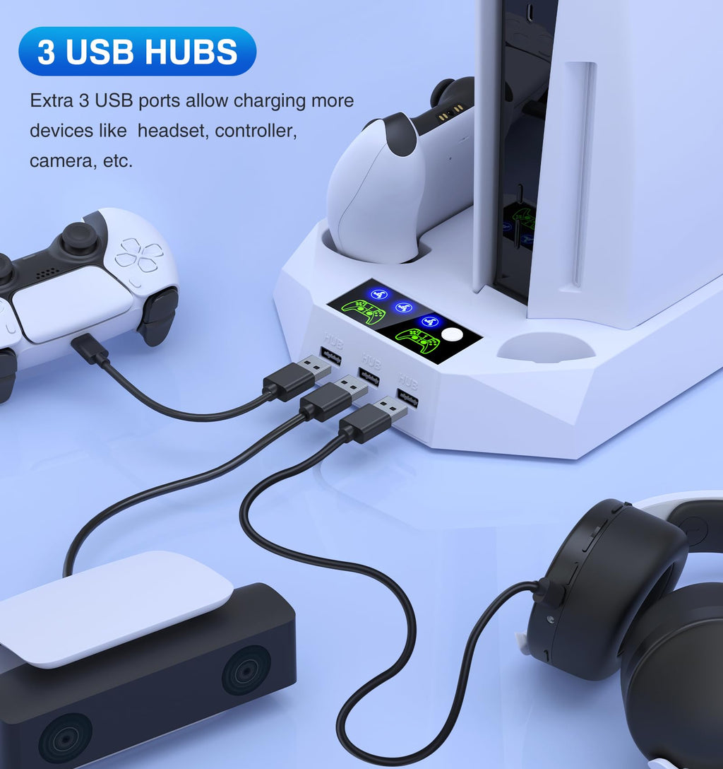 PS5 Cooling Stand with Controller Charging Station, White J6507