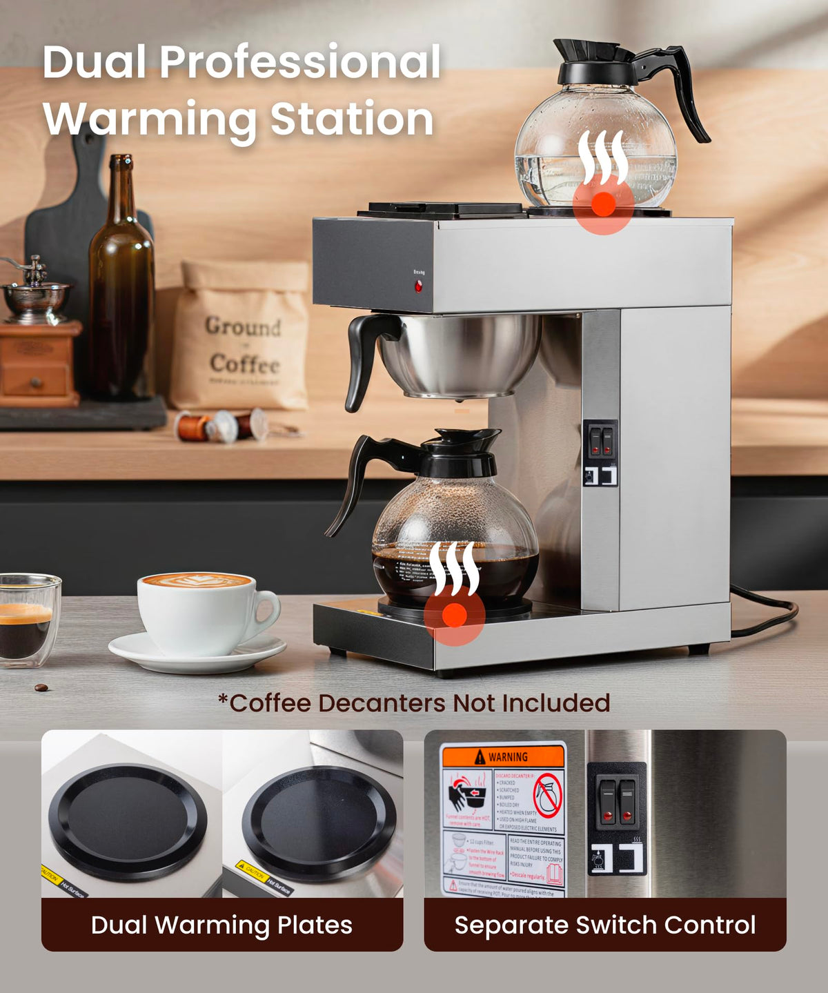 Commercial Pour Over Coffee Maker with 2 Warmers N944588