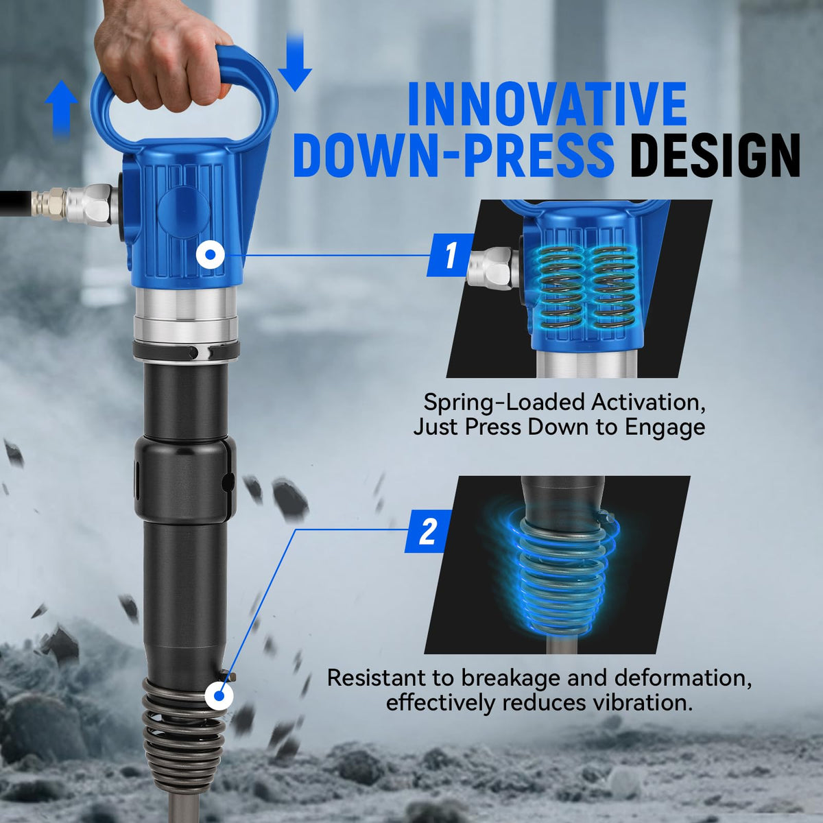 Pneumatic Hammer Shovel, 2 Heavy-Duty Air Chisels G3767