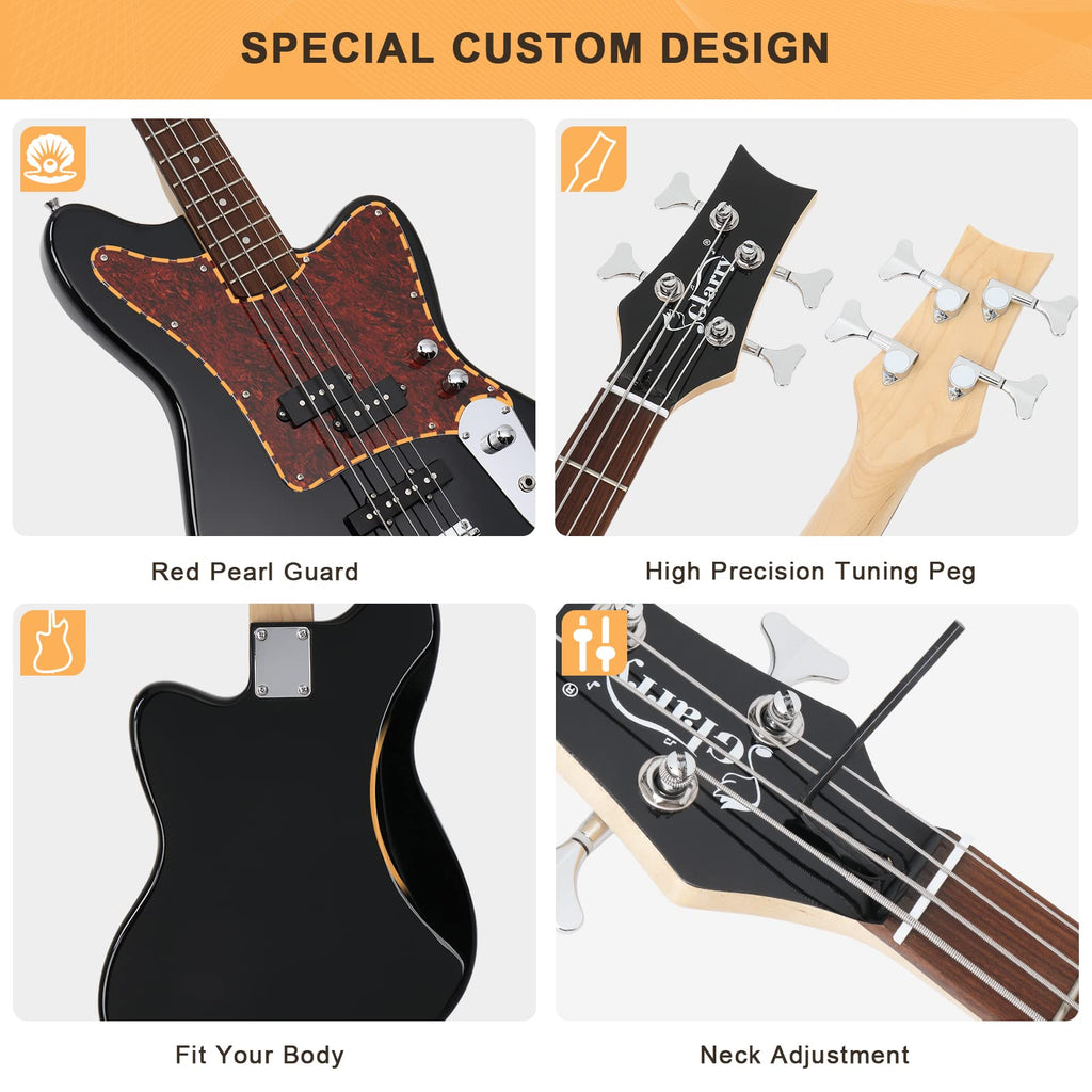 4 String Electric Bass Guitar Beginner Kit with Amp D806
