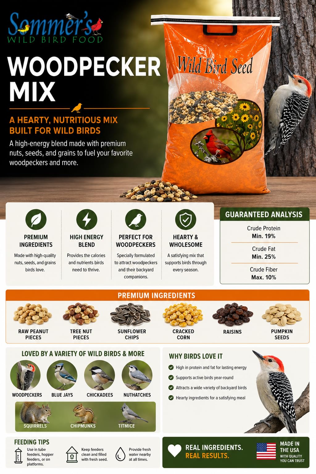 Bird Seed, 20 lb, Nut & Sunflower Seed Blend V154948