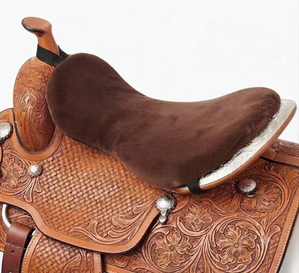 Brown Short Plush Horse Saddle Seat Cushion E25690