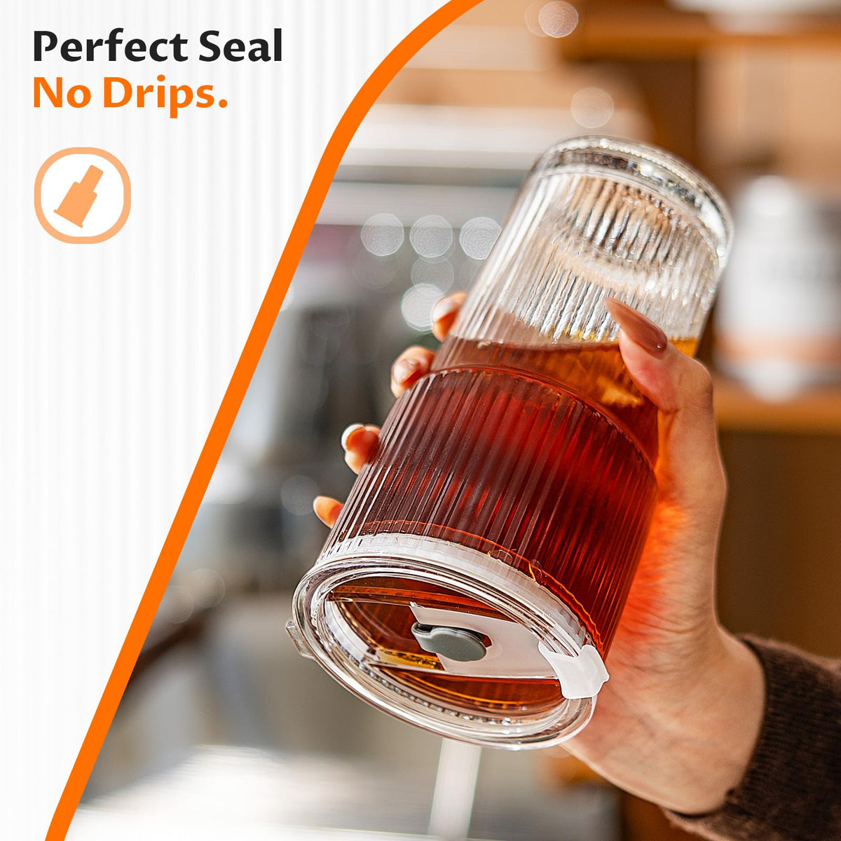 20oz Glass Iced Coffee Cups with Lids and Straws P22024