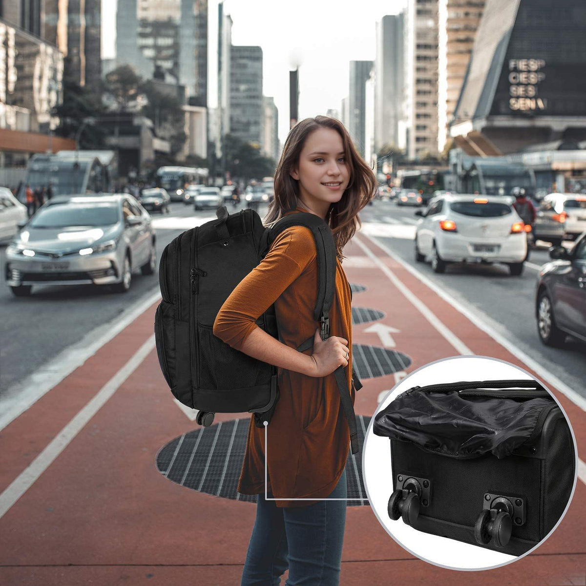 Rolling Backpack with 4 Wheels U766