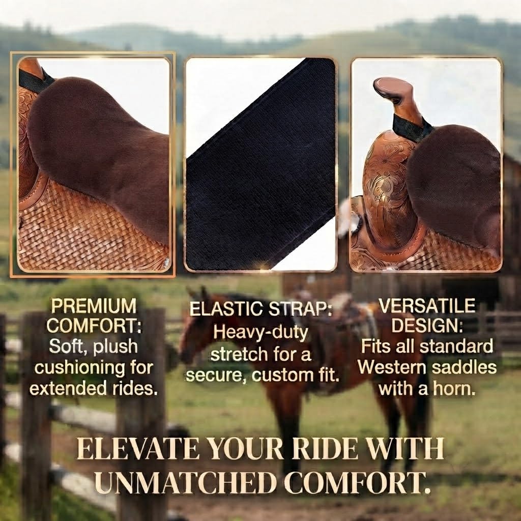 Brown Short Plush Horse Saddle Seat Cushion E25690