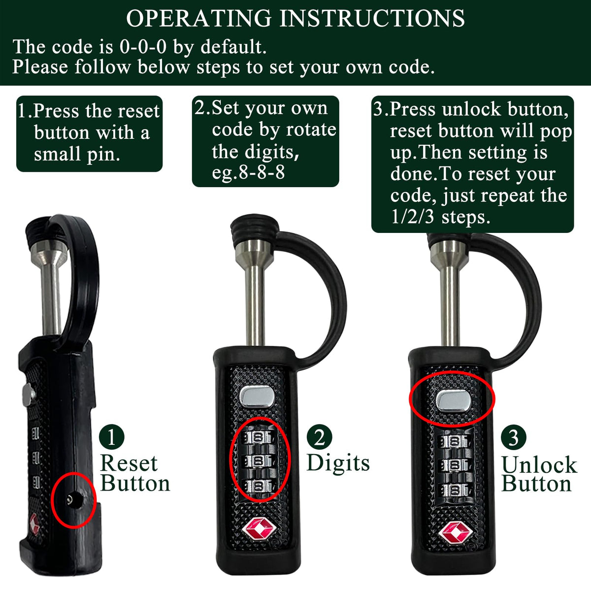 TSA Lock 3-Dial Combo Padlock 2 Pack F193