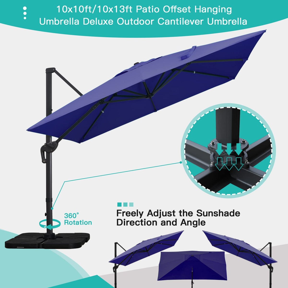 10x13Ft Rectangular Offset Patio Umbrella X952