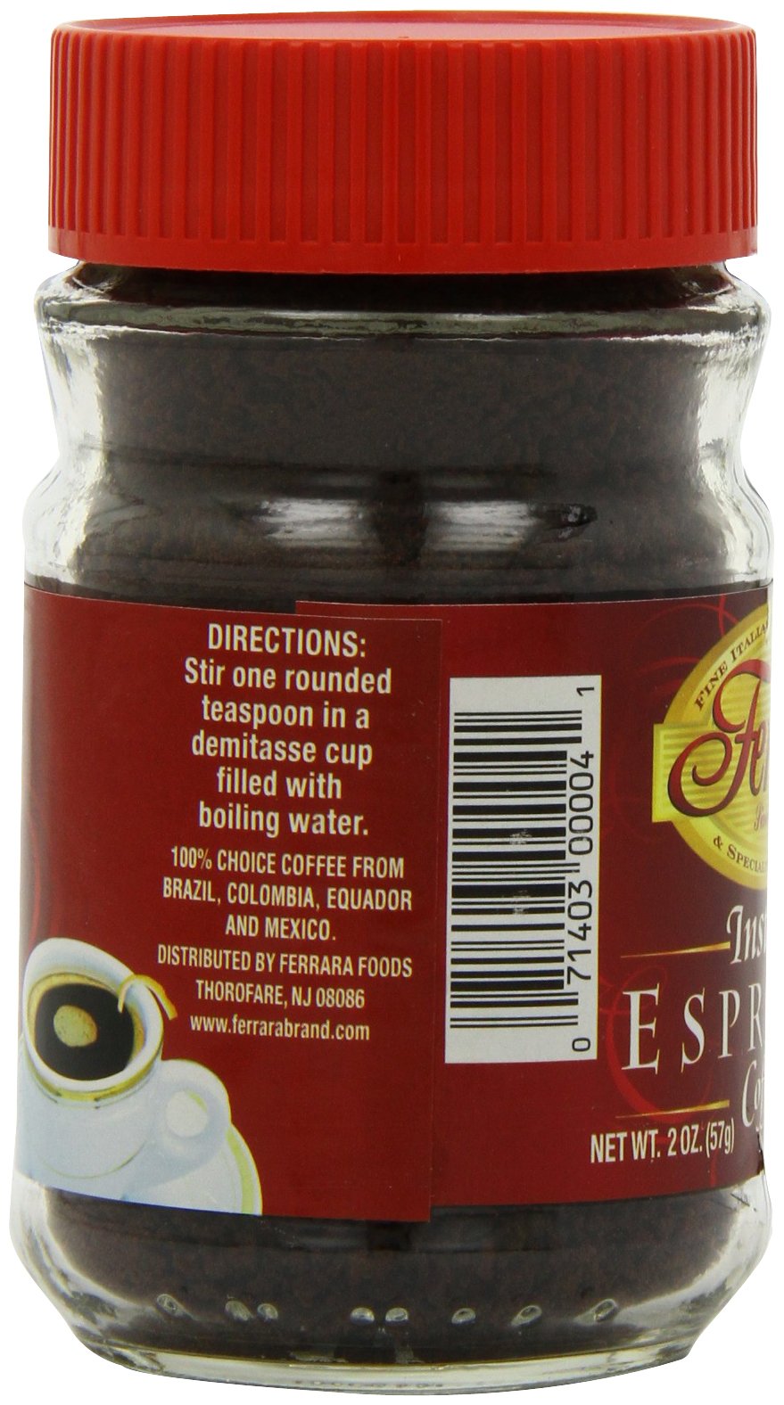 Instant Espresso Coffee 2 oz Glass Jars Pack of 6 J5149