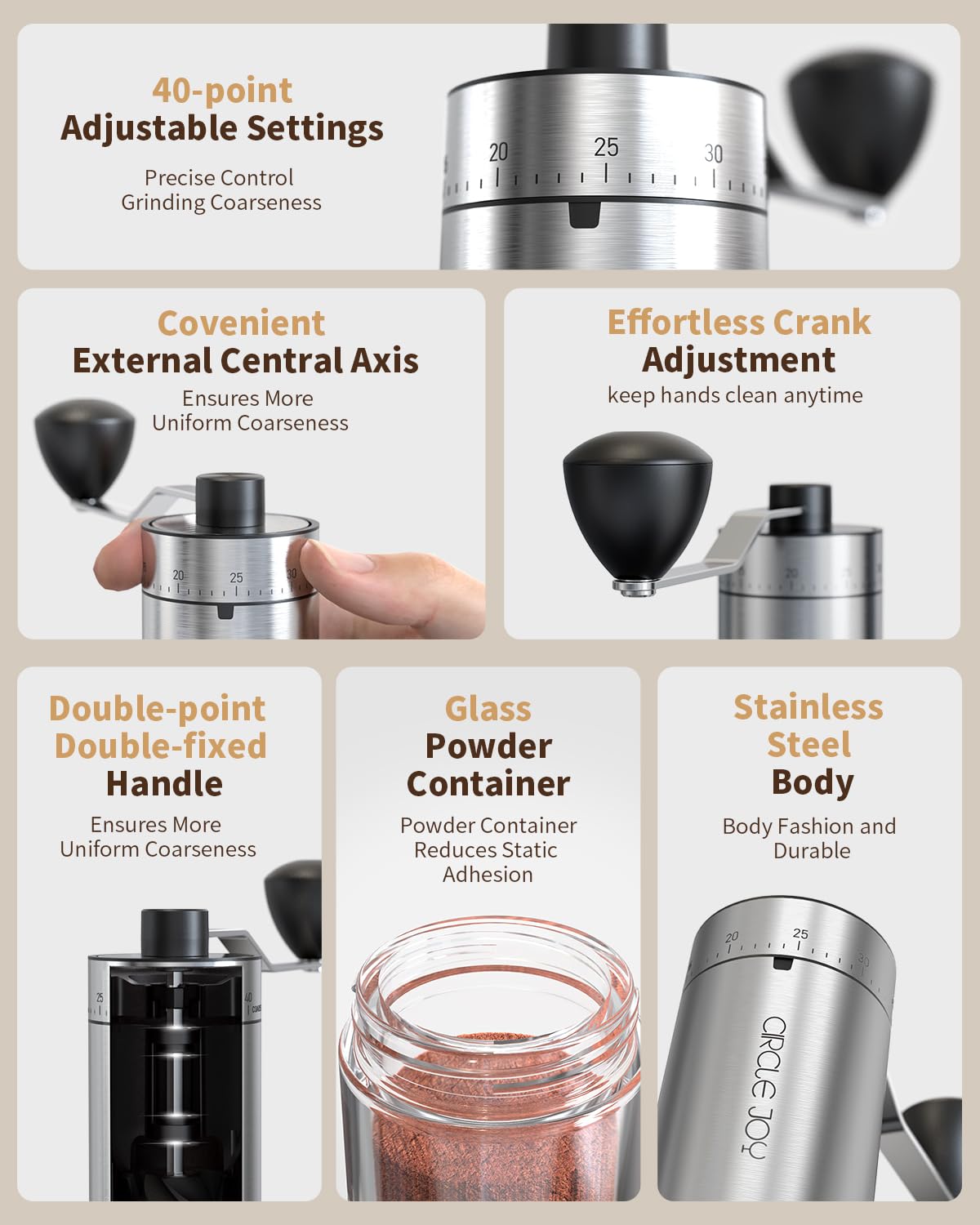 Manual Coffee Grinder with Ceramic Conical Burr I88803