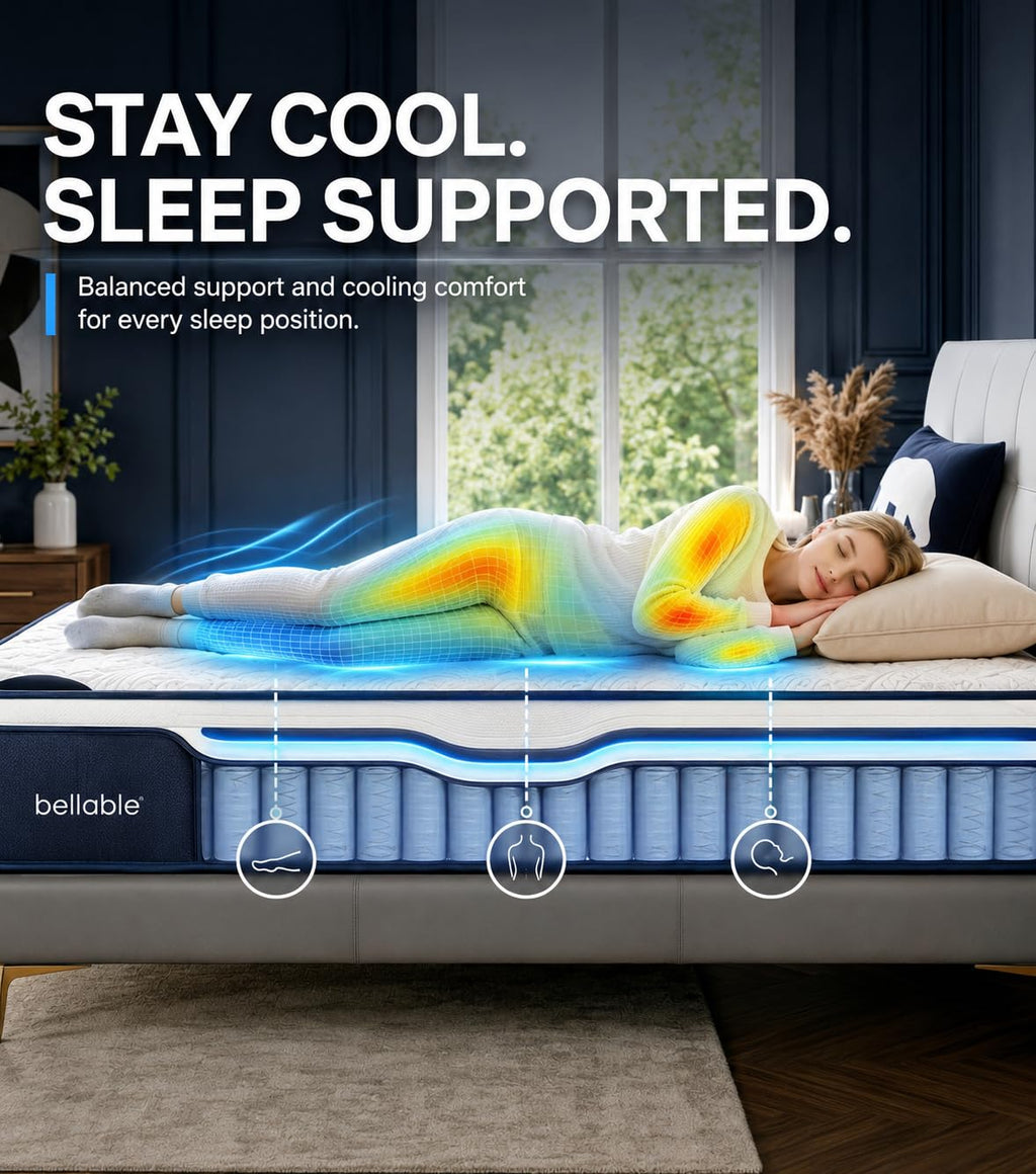 Full XL 14 Inch Cooling Gel Memory Foam Pocket Spring Mattress Z48176