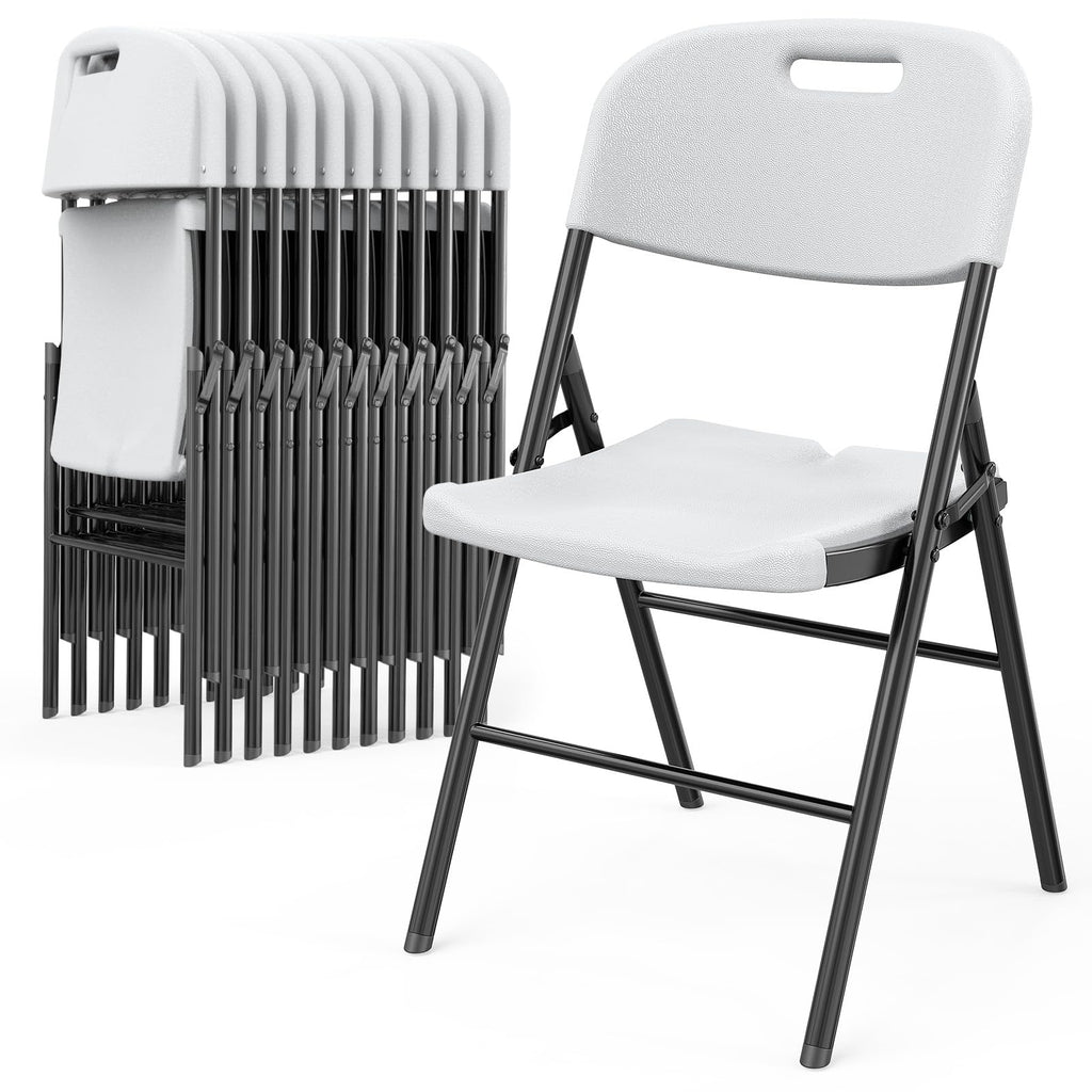 White 10 Pack HDPE Folding Chairs with Steel Frame M135908