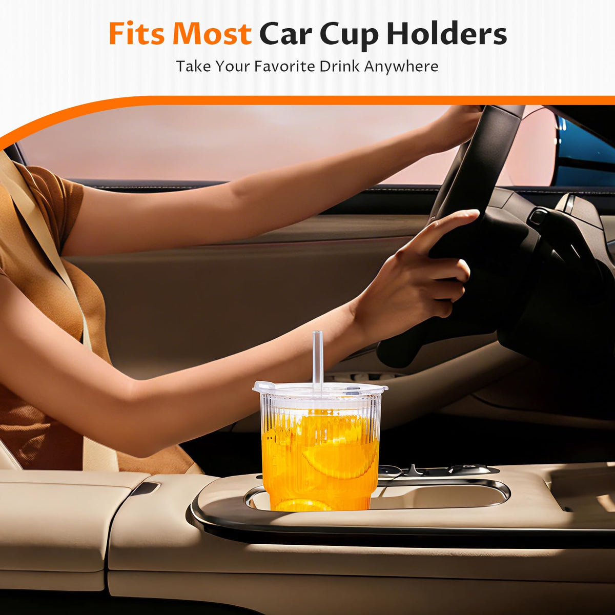 20oz Glass Iced Coffee Cups with Lids and Straws P22024