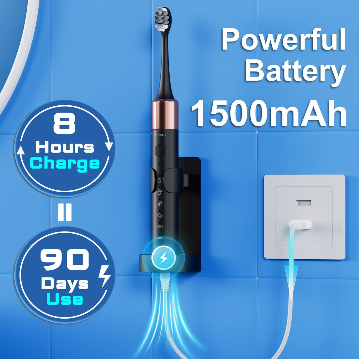 2 Pack Electric Toothbrush Black and Purple White S8262
