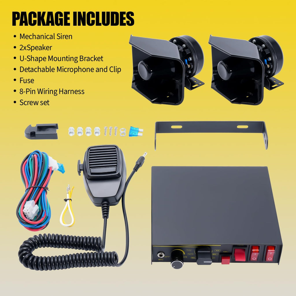 12V 400W 9 Tones Emergency Siren PA System with Microphone W71549