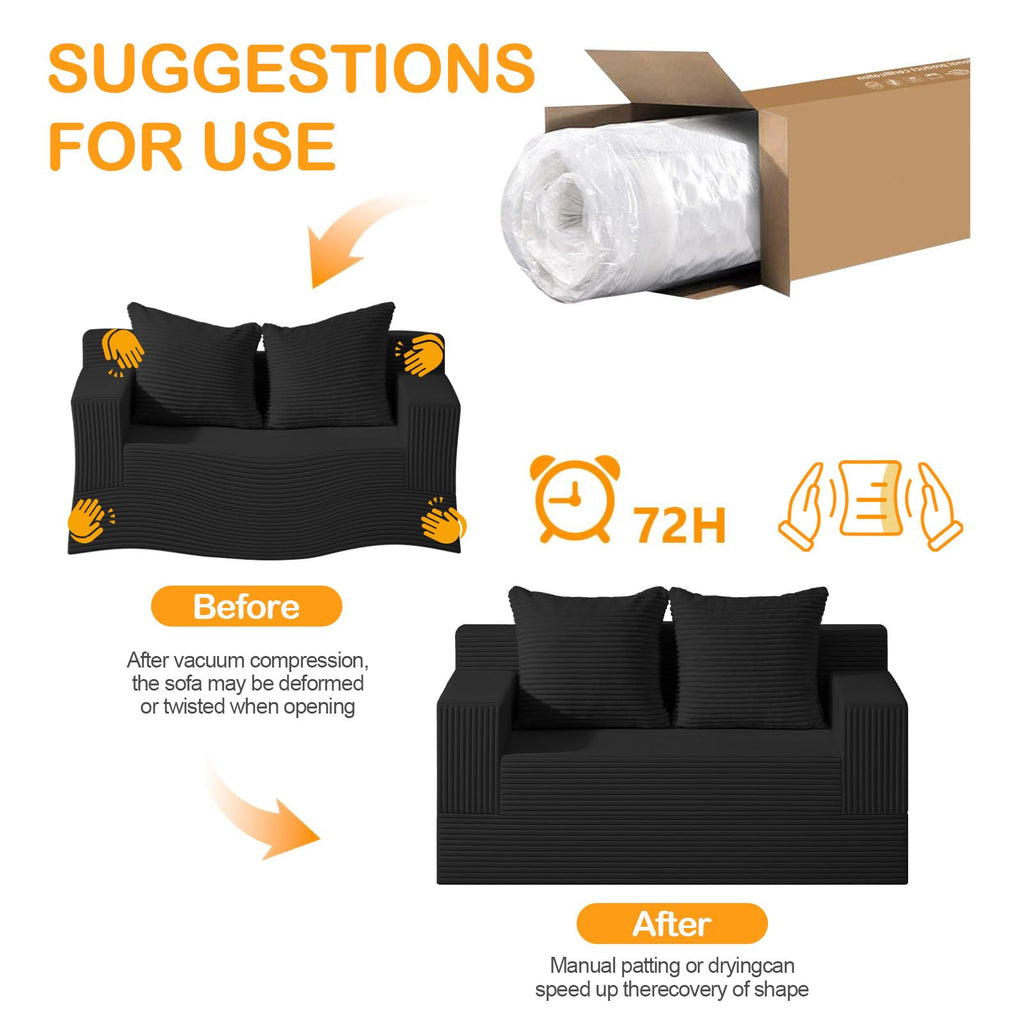 Convertible Folding Floor Futon Sleeper Sofa Bed with 2 Pillows H501