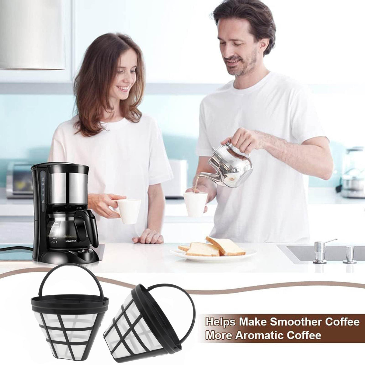 Reusable Cone Coffee Filters 8-12 Cup with Spoon and Brush Y4123